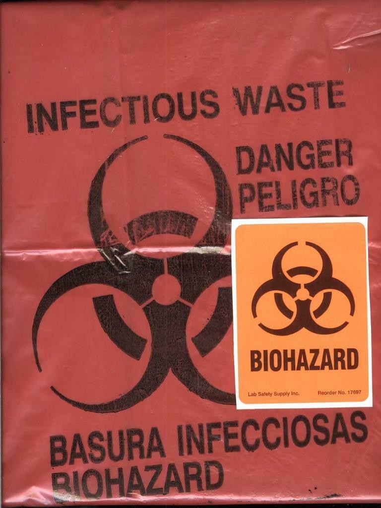 5 Biohazard 4×3 Stickers+Infectious Waste Biohazard Plastic Bags Lab Safety Lot