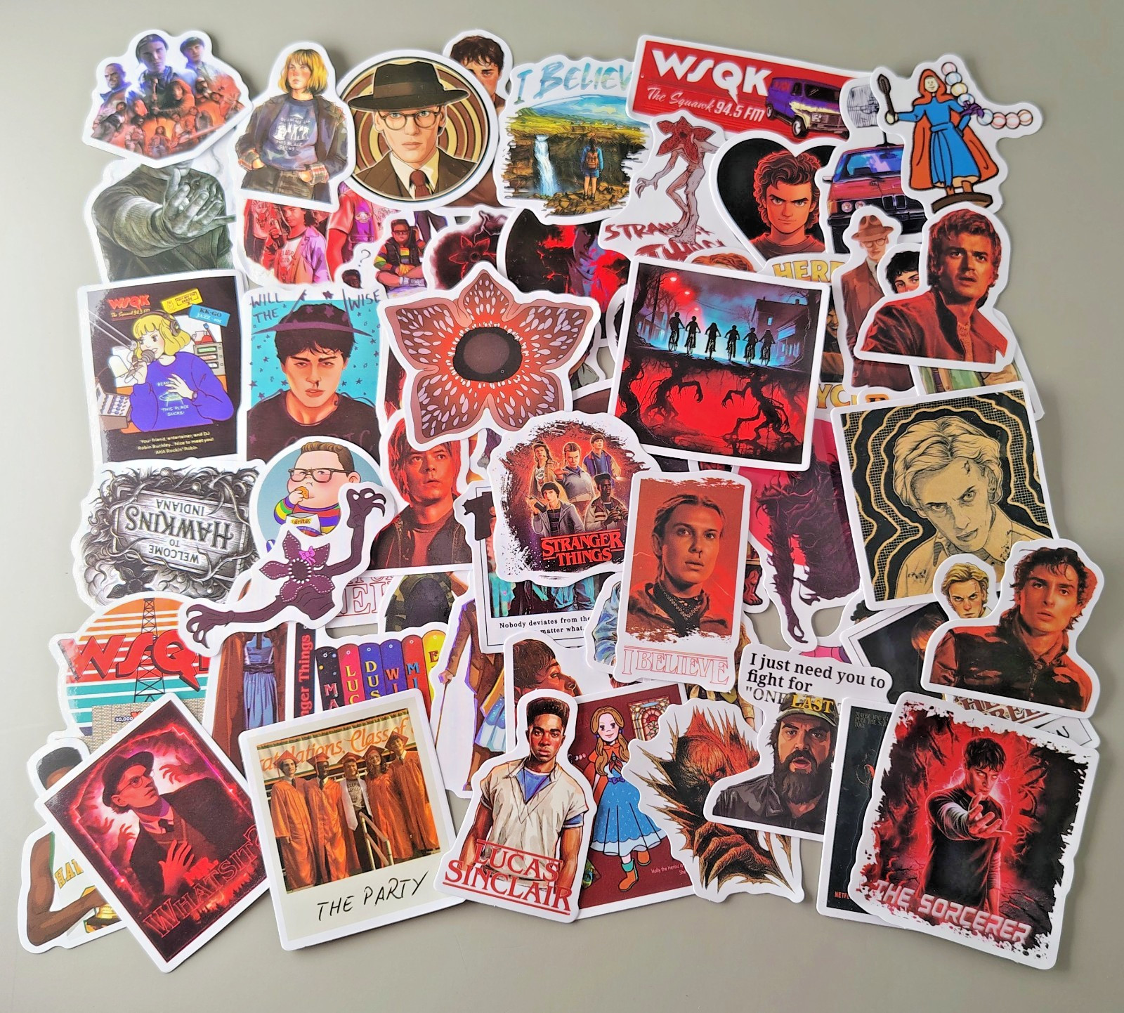 60 Pack 80s Sci-Fi Retro TV Show Stickers Upside Down Monster Nostalgia Decals