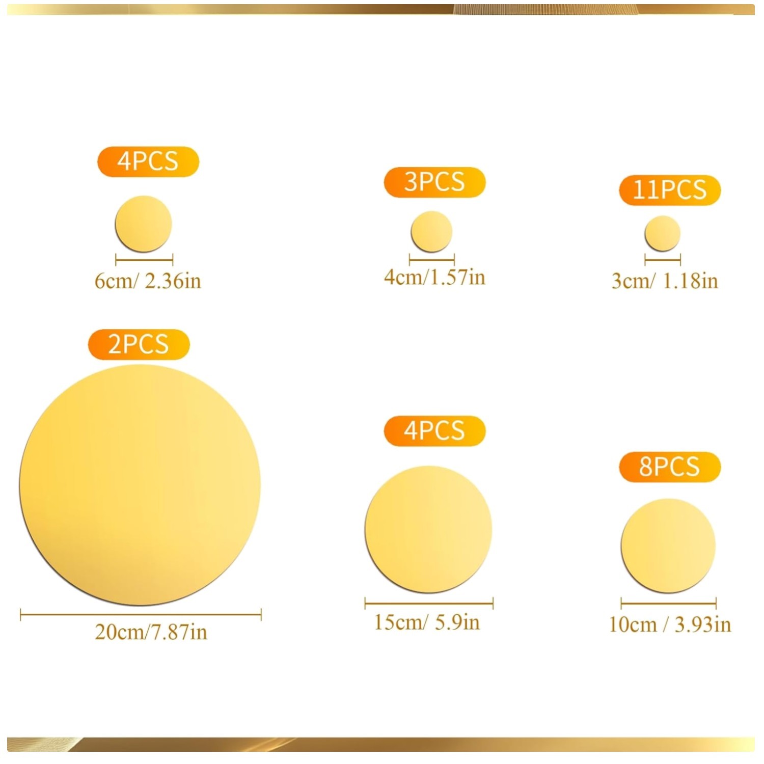 Gold Acrylic Mirror Wall Stickers – Set of 32