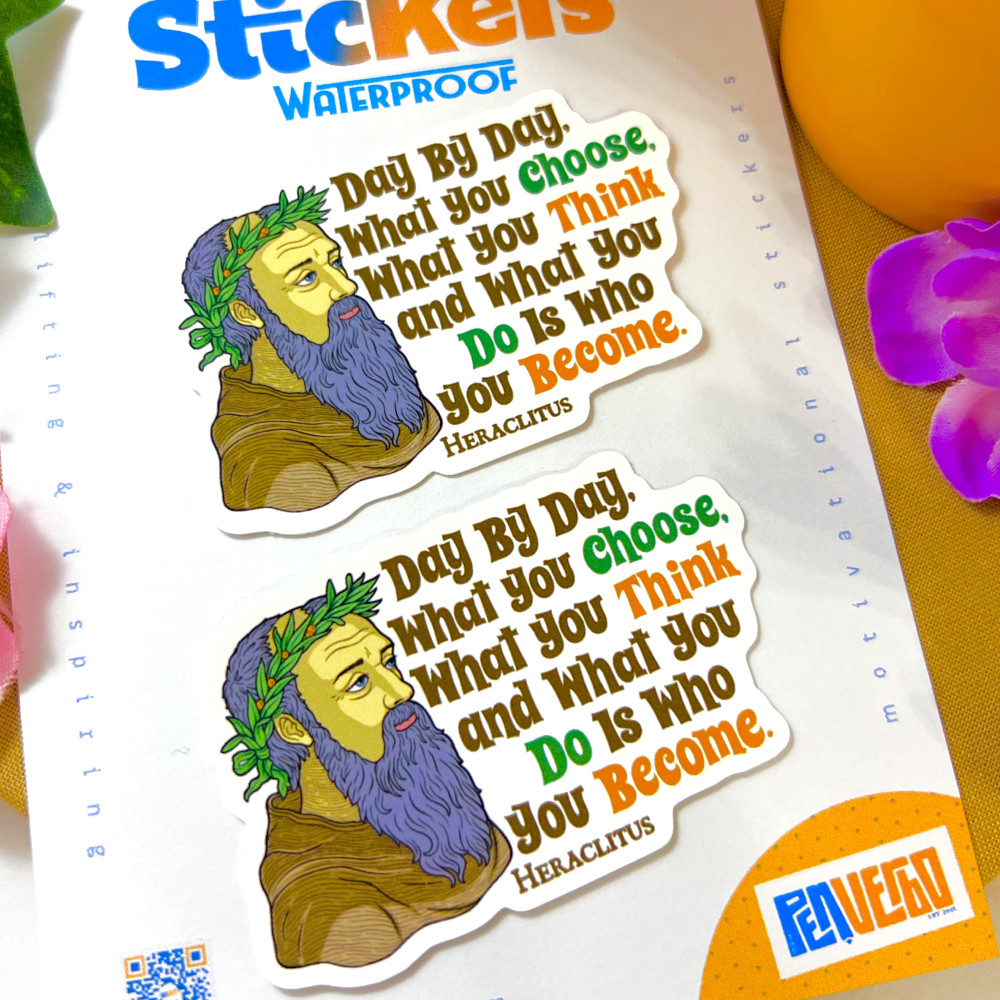 Heraclitus Quote Sticker 2pcs| Motivation Sticker | Inspirational Gift | 0071