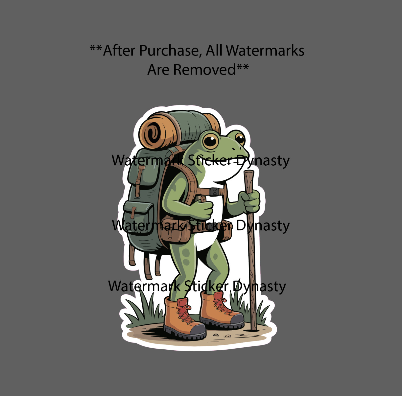 Hiking Frog Sticker Waterproof Decal Animal Frogs Outdoor Travel Nature Gift NEW