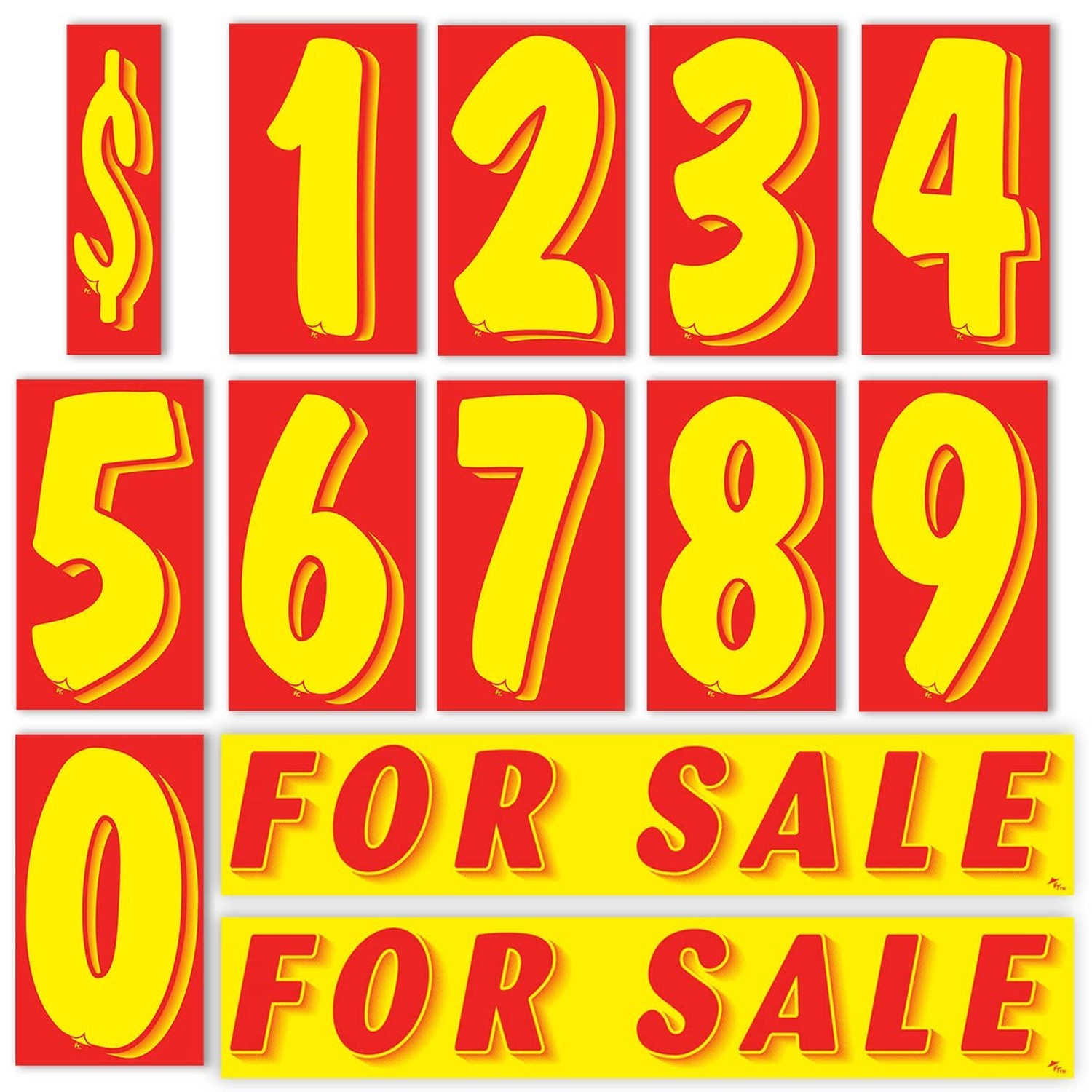 Vinyl Number & for Sale Decals 13 Dozen Car Lot Windshield Pricing Stickers (…