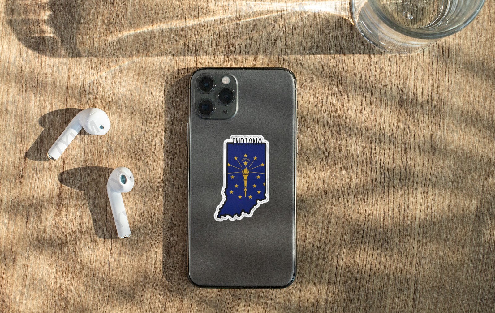State of Indiana Flag Map Sticker Decal USA Indiana State