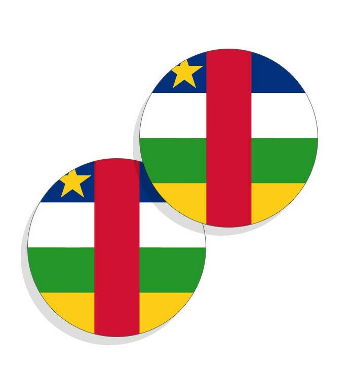 Central African Republic Flag Stickers Flag Decals Vinyl Stickers Round 4 pack