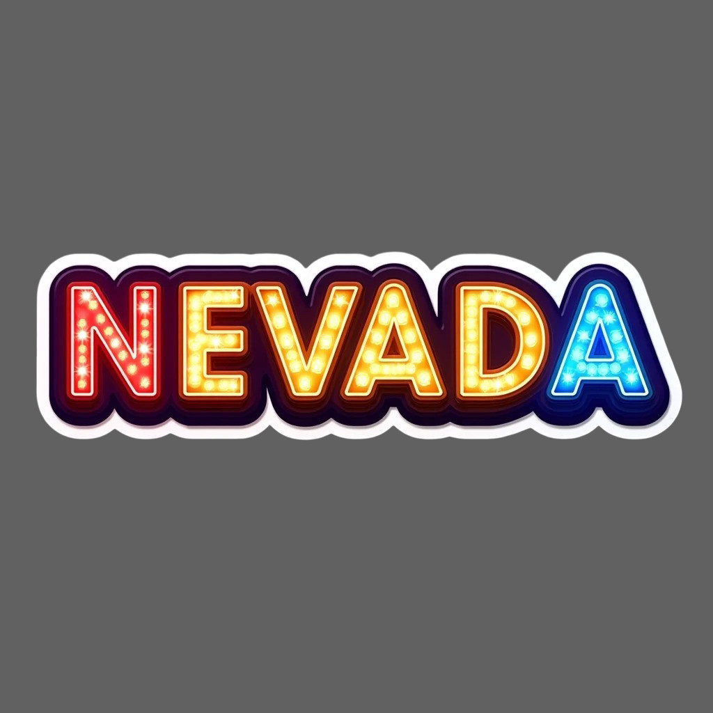 Nevada Sticker Vinyl Decal Retro Neon Sign Las Vegas Style Bright