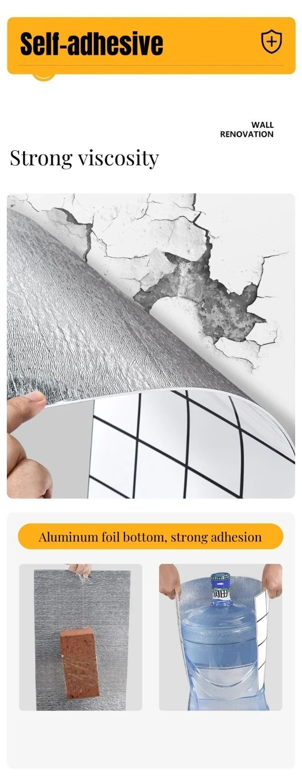 Thick Foam Marble Peel and Stick Wallpapers Waterproof White Gray Contact Paper