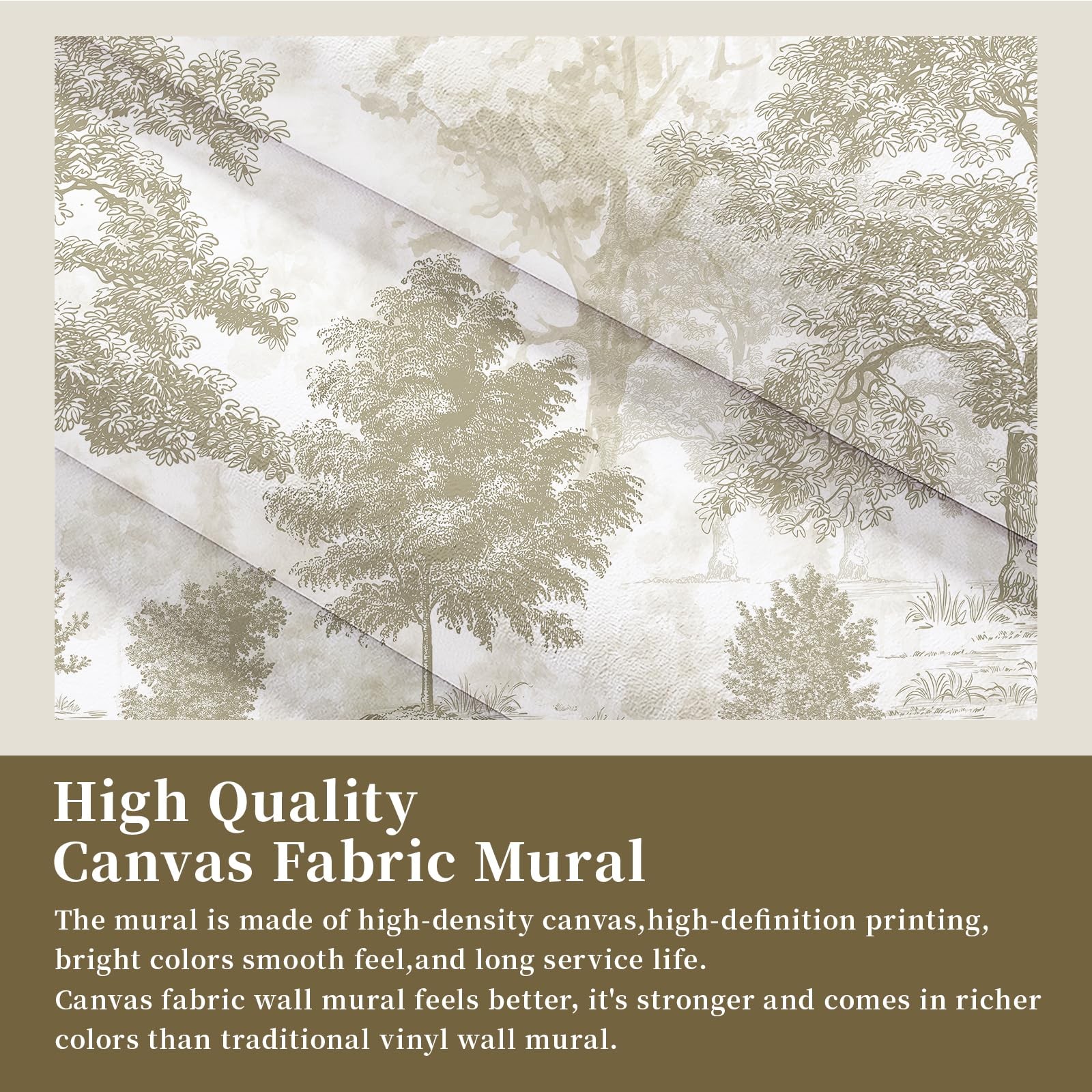 Zeeko Vintage Forest Wall Mural Peel and Stick 148" W 148"x 98", Brown Green