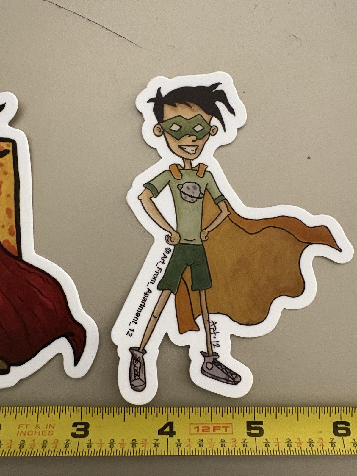 2 Pc – Super Hero Cosplay Kid (4inch Lg Sticker Decal Dishwasher Safe) Comic Art