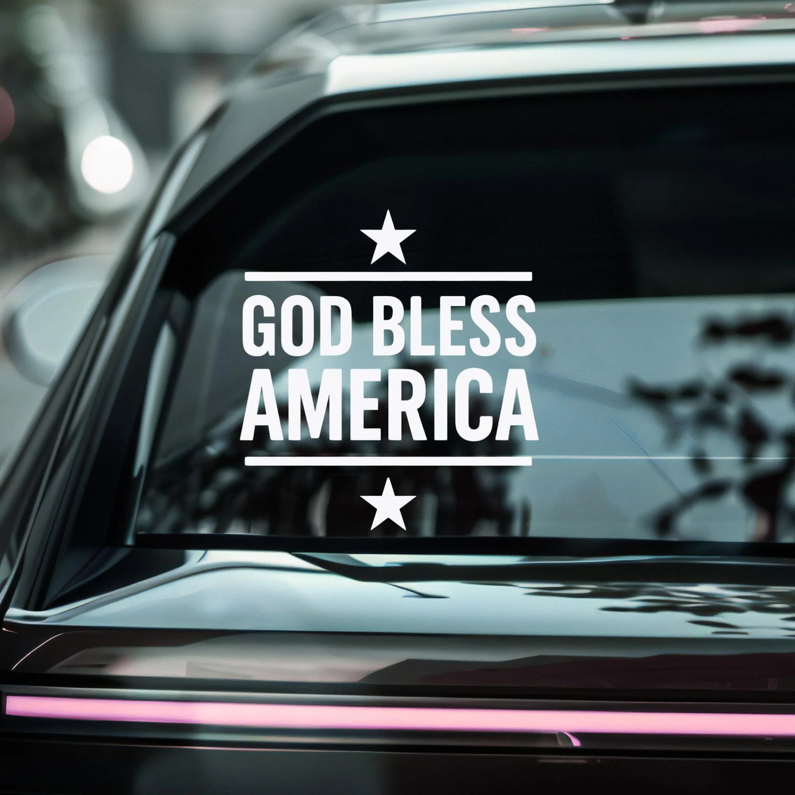 8 inches God Bless America Patriotic Car Window Decal | Vinyl Sticker | Stars |