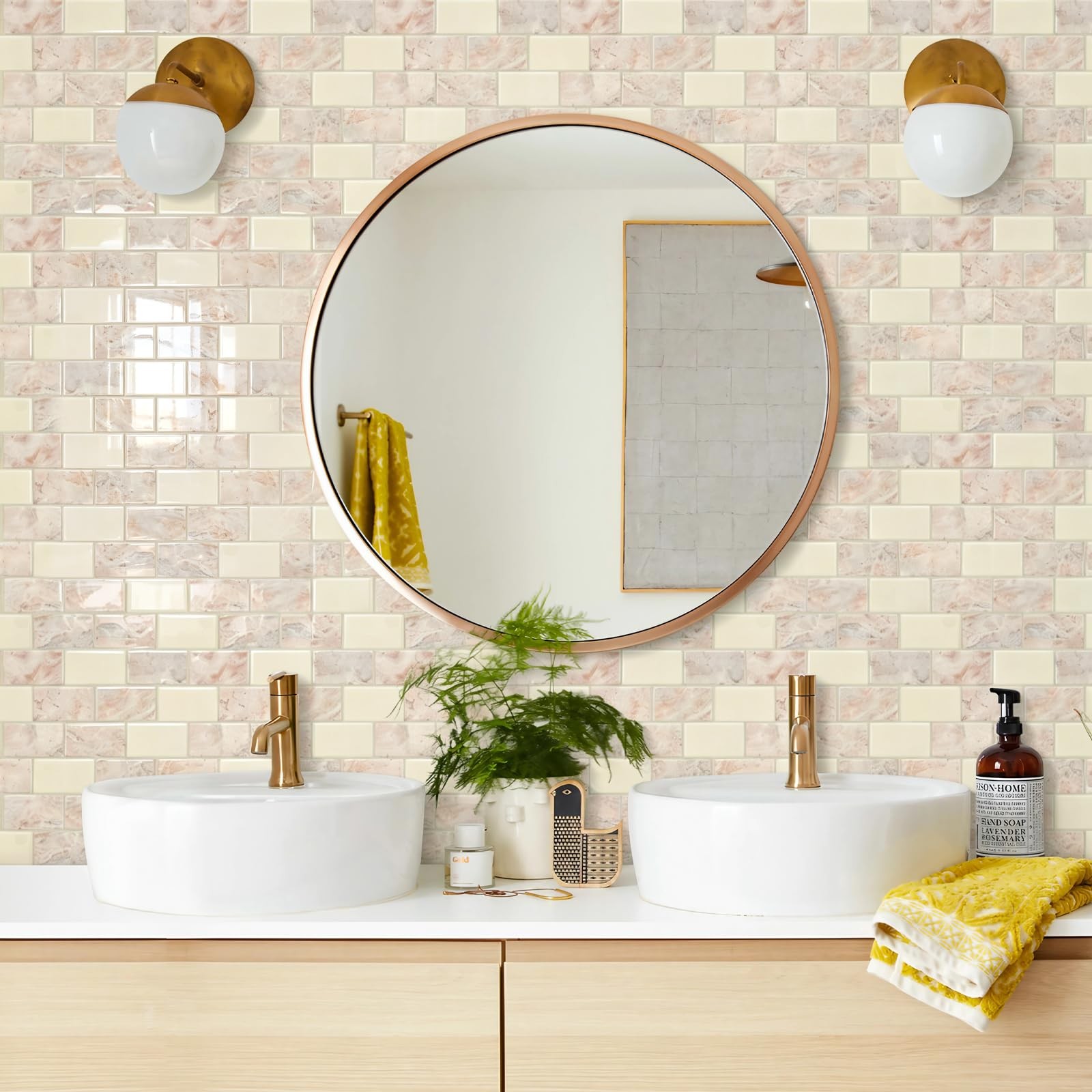 Azulejos Adhesivos Estilo Metro Marmol Marron Para Cocina Pack De 10 Lujo