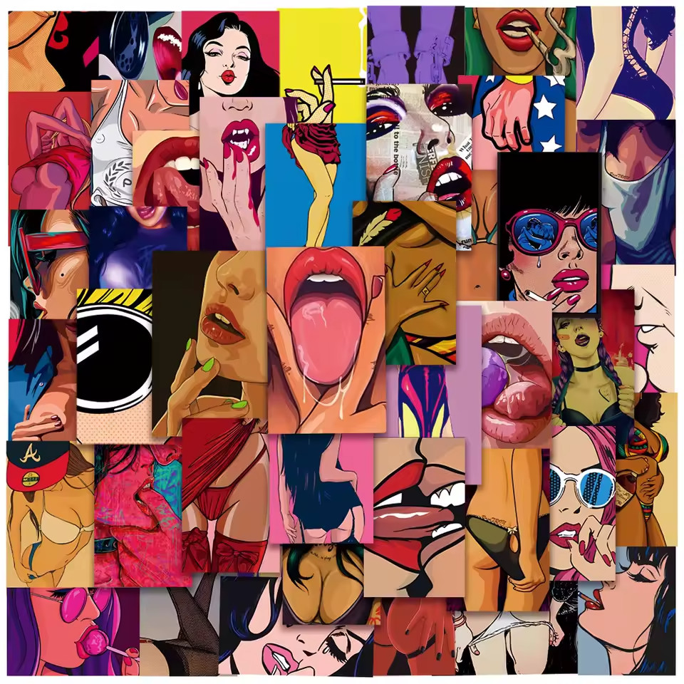 50 Count Sexy Spicy Seduction Pinup Stickers for Wall Phone Laptop