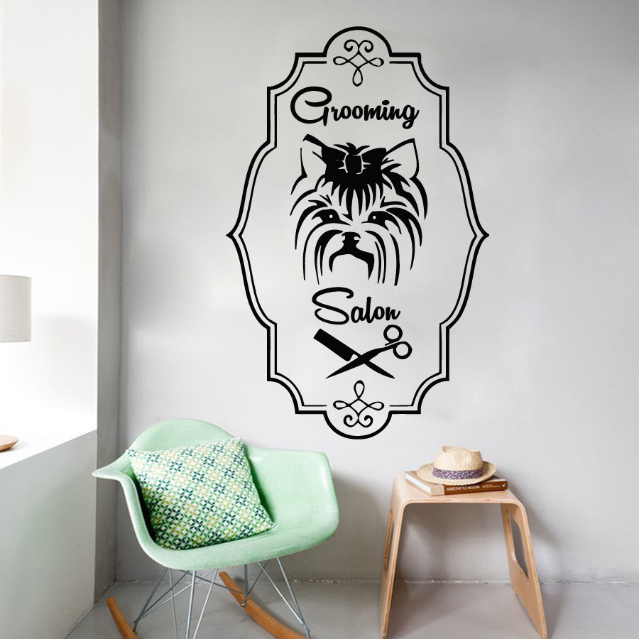 Wall Decals Grooming Salon Decal Vinyl Sticker Dog Pet Shop Bedroom MS536