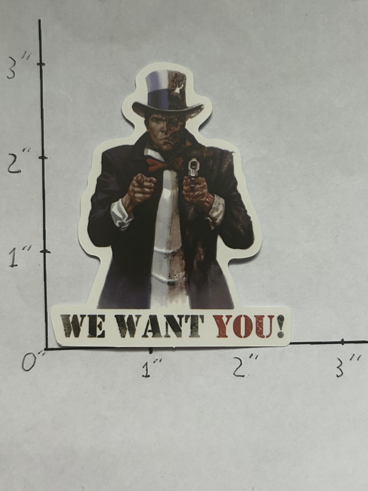 Two Face Batman We Want You Sticker Bomb Vinyl Laptop Waterbottle Luggage Decal