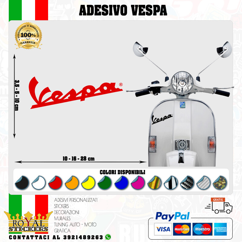 VINTAGE VESPA LOGO STICKER FOR HELMET FAIRING 6 DAYS VESPA 80s various col.
