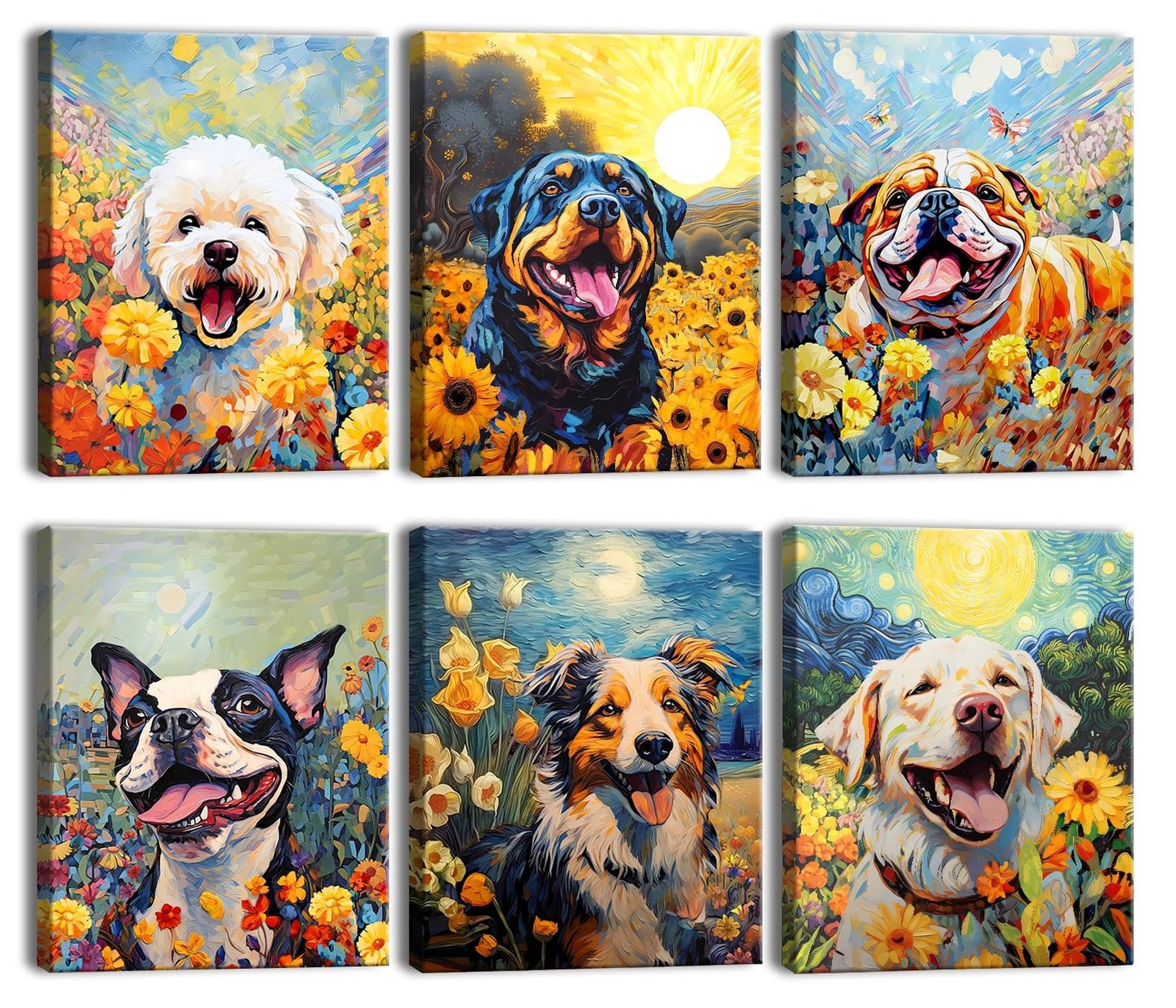 Dog Canvas Wall Art,Funny Dog Canvas Wall Art, Cute Puppy Animal Pictures Wal…