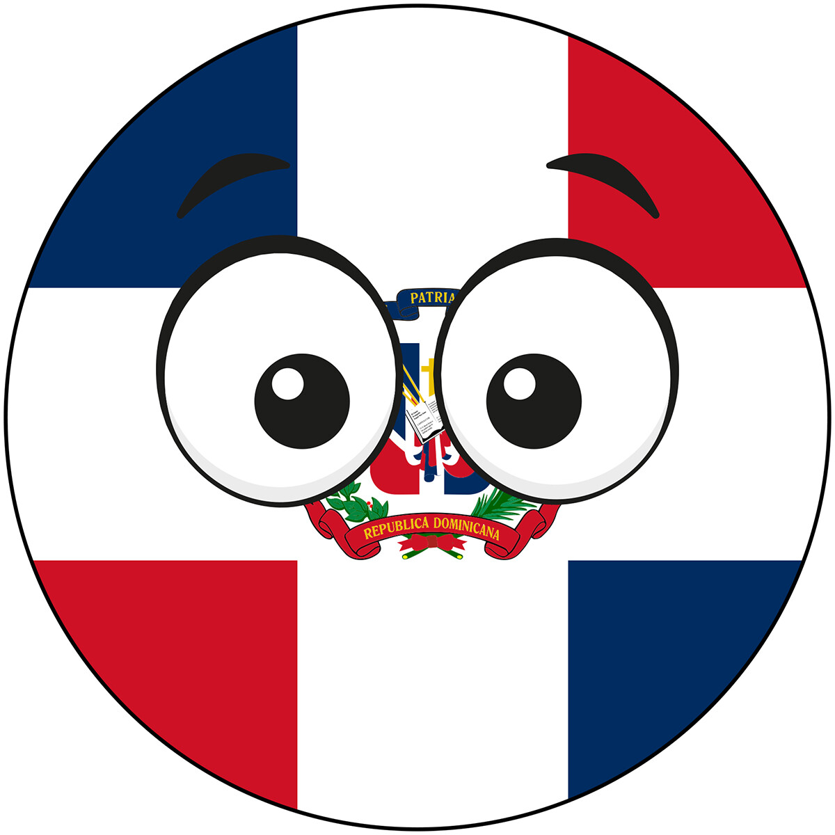 Dominican Republic Country Ball Googly Eyes Vinyl Decal 6 inches wide