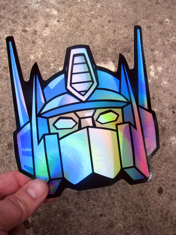 Jumbo Prime Holographic Sticker Truck Robot 80s G1 Metallic Decal