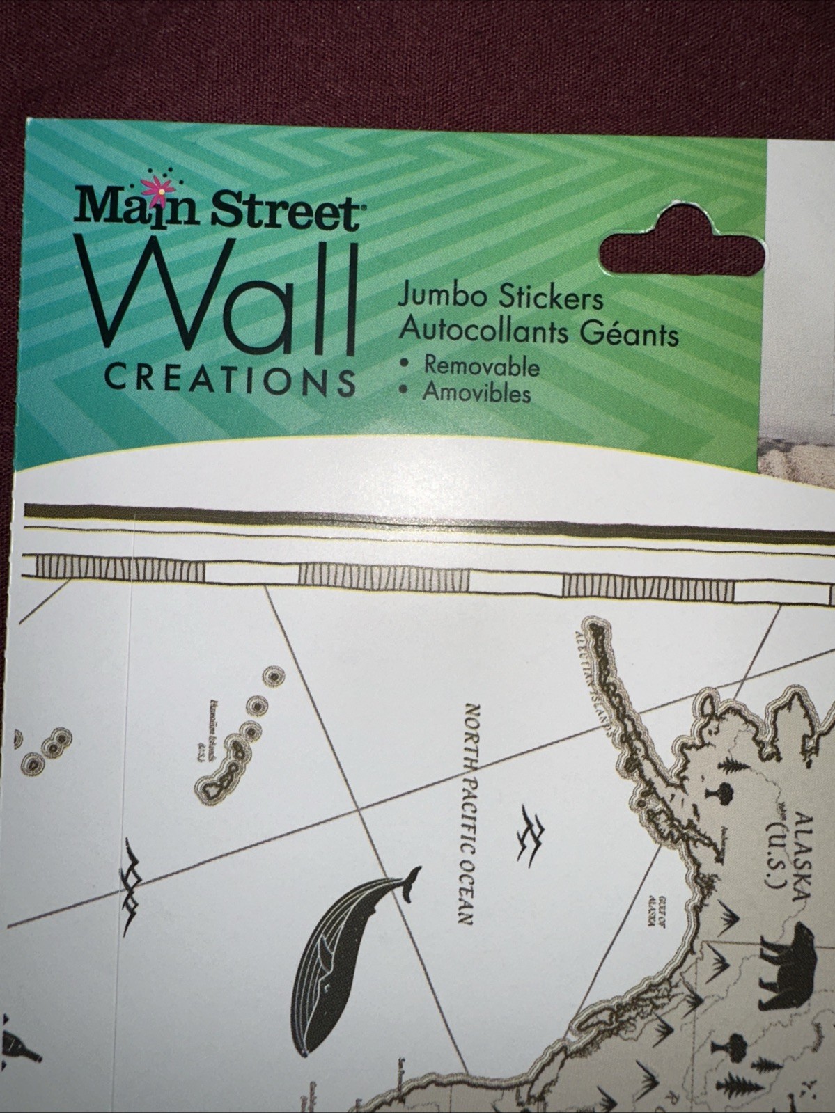 "World Map" Jumbo Removable Sticker-Main Street Wall Creations~New