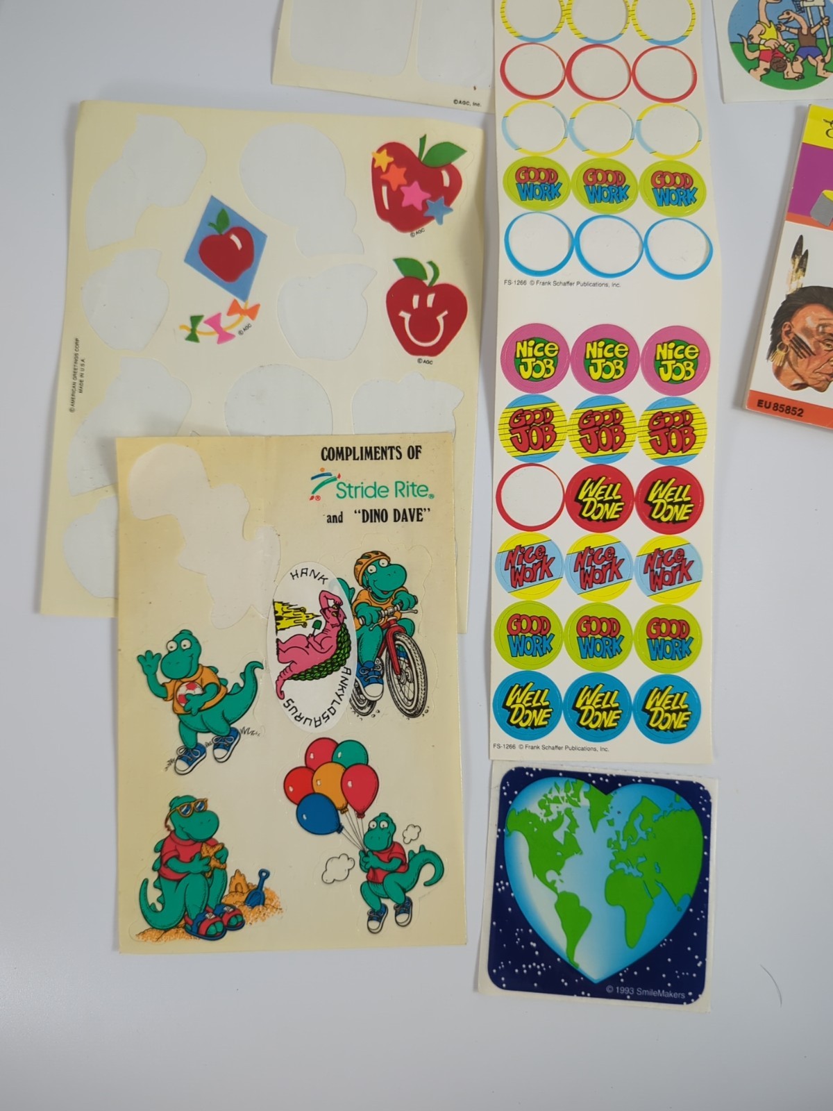 Mixed Lot Vintage 90s Sticker Sheets Animals Hearts Holiday Dinosaur