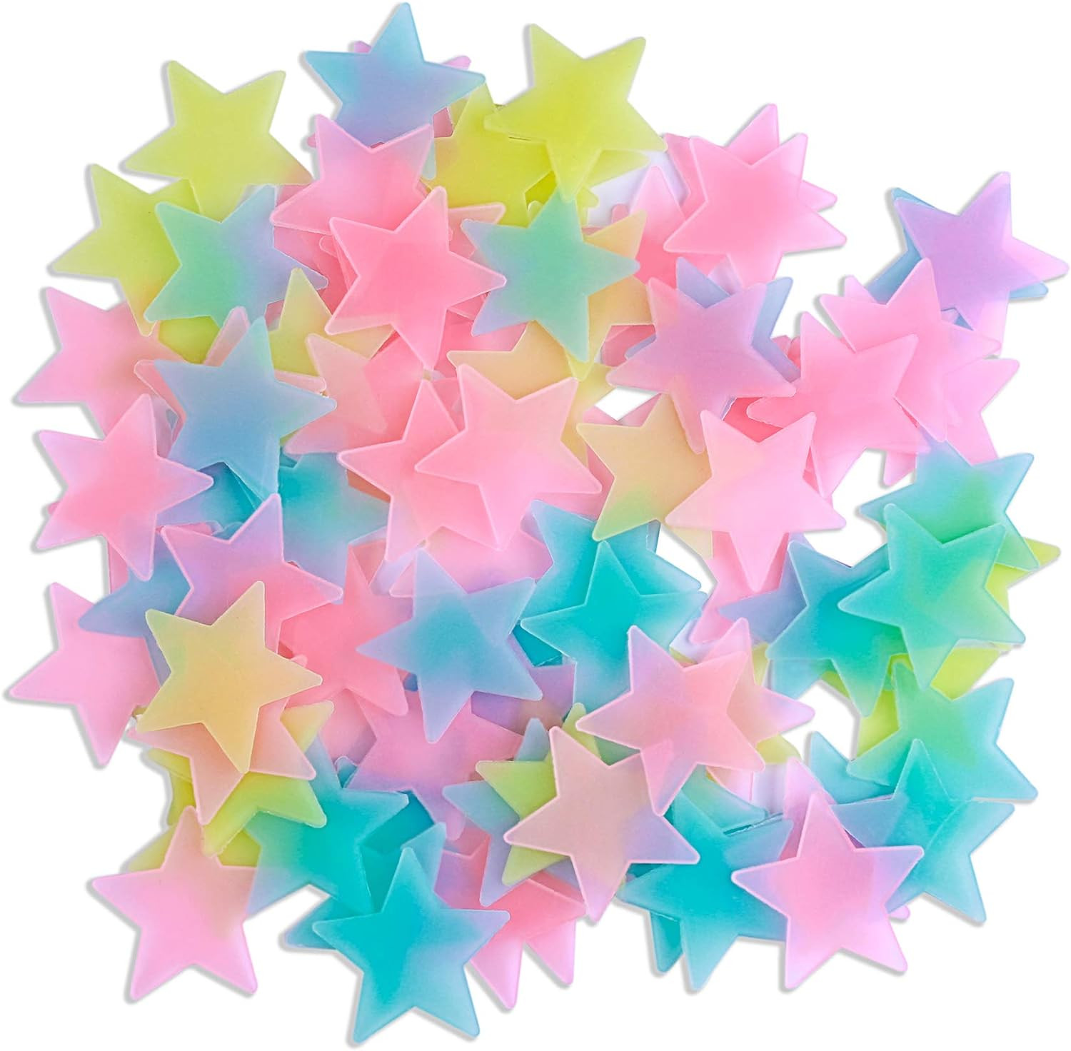 100 Pcs Colorful Glow in The Dark Luminous Stars Fluorescent Noctilucent Plastic