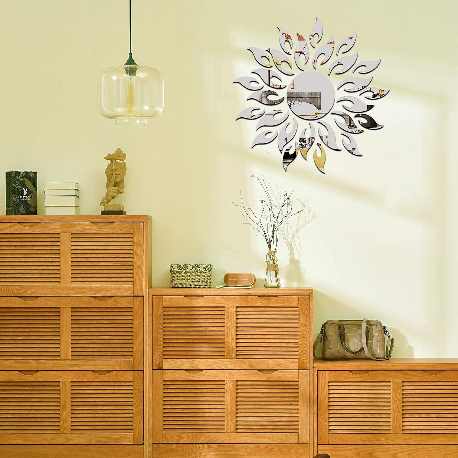 3D Mirror Sunlower Wall Decor Sticker, CUNYA Peel and Stick Wall Art Decals, …
