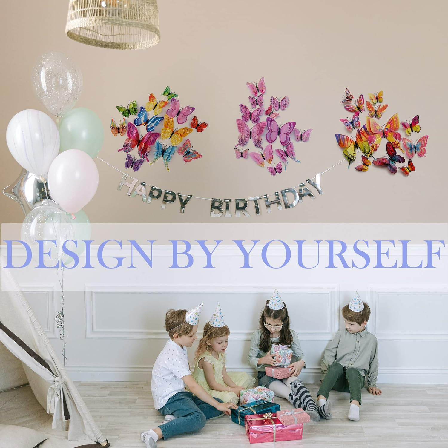 Butterfly Wall Decor 24/48 PCS, 3D Butterflies Stickers for Party Decorations wi
