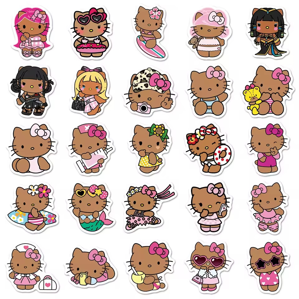 50 HAWAII TANNED HELLO KITTY Stickers, For-Phone, Water Bottle, Laptop, Locker
