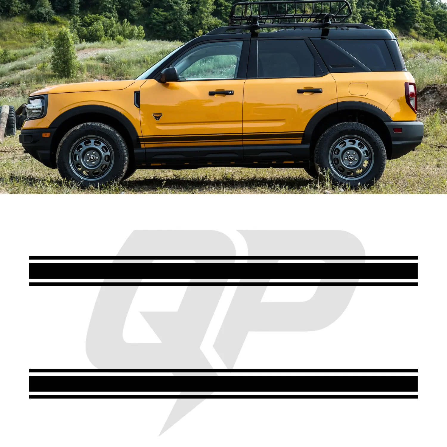 Compatible With Ford Bronco Sport Triple Side Stripe Decals – 3-Stripe Rocker Pa