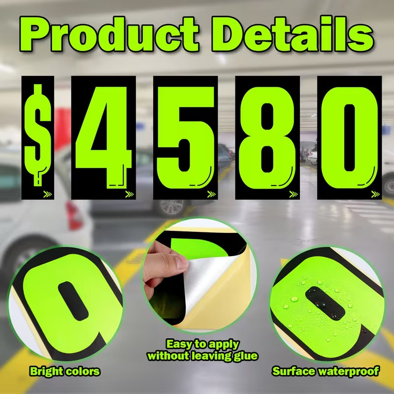 0-9 Set of 33 Numbers Vinyl Sticker Decals 7 1/2 in Pricing Stickers Car Dealer