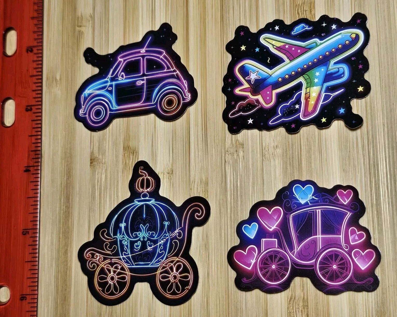 NEON LIGHTS S75 VEHICLES CAR PLANE CARRIAGES FLORESCENT COLOURS MIX STICKERS LOT