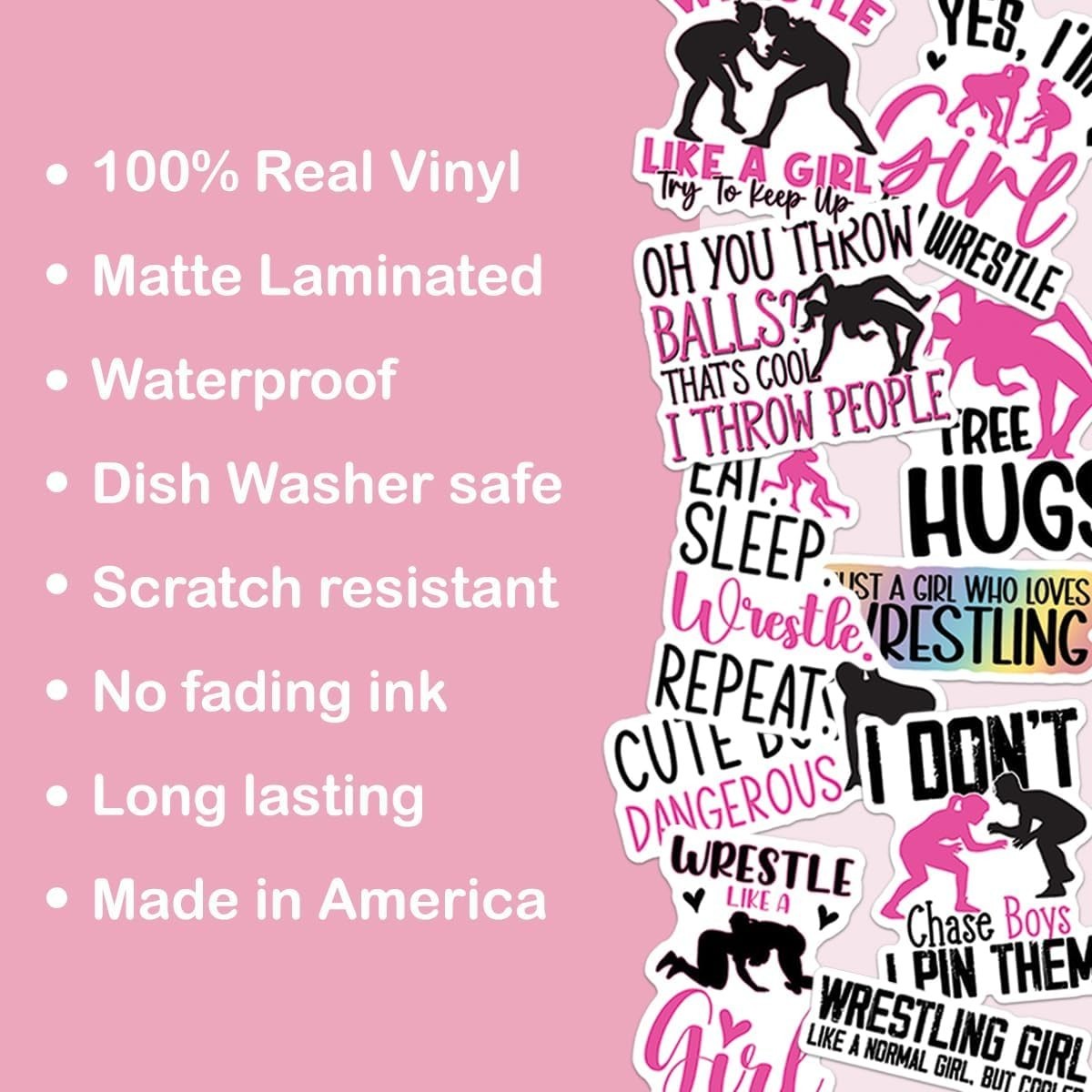 10pcs Girl Wrestling Sticker Wrestle Like a Girl Women Wrestler Quotes Decal
