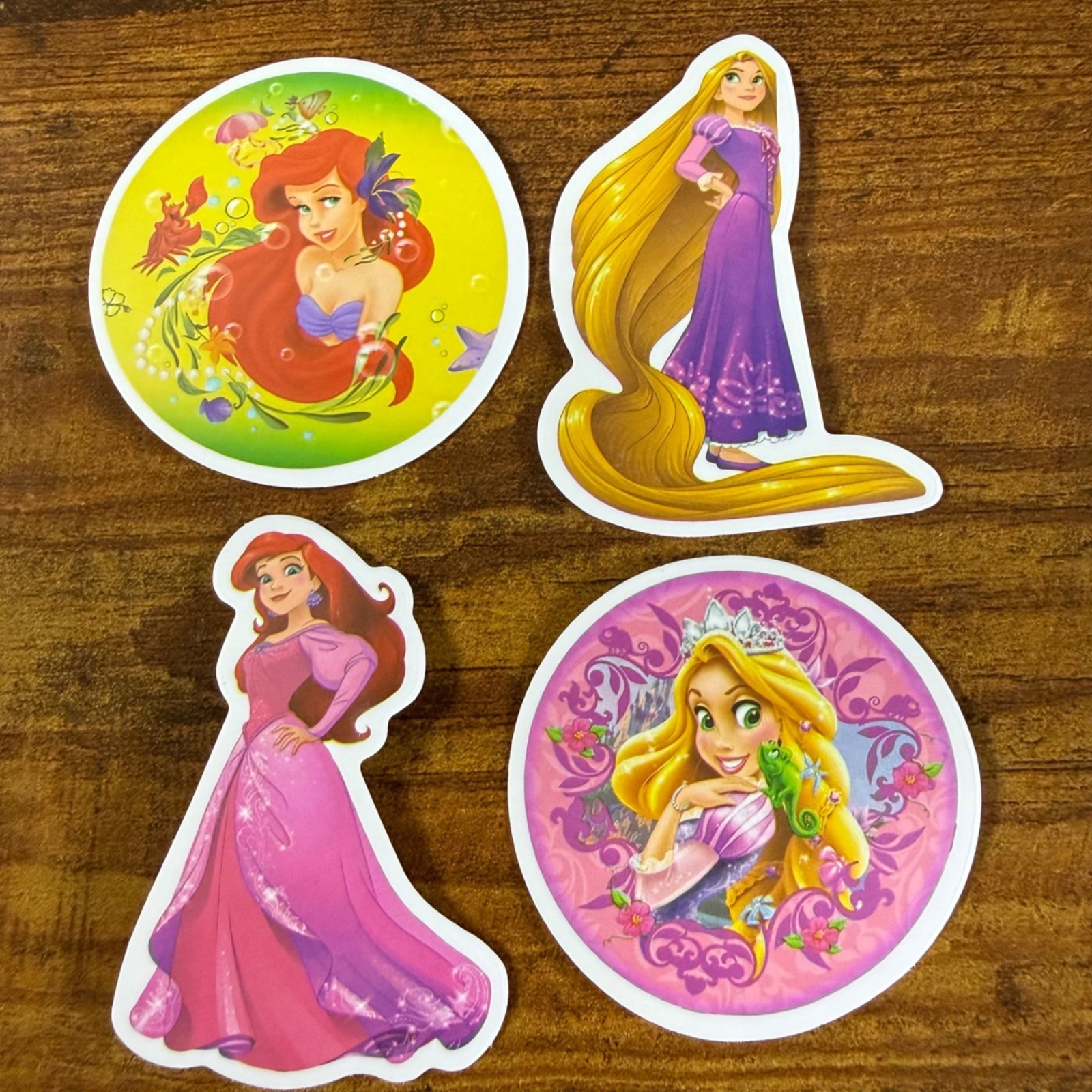 4 Stickers Disney Ariel Rapunzel Princess Vinyl Decal Laptop Phone Bottle Book
