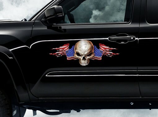 Peel-off – Skull Flag Car Sticker – Window – Auto Decal 36 inch