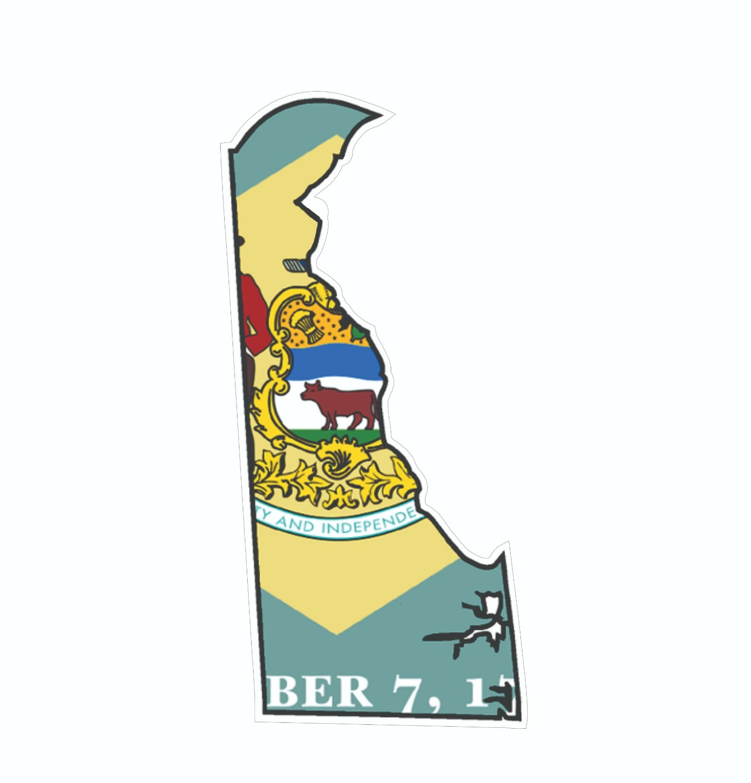 Delaware State Map Outline with Flag Sticker, Decal, Vacation Sticker