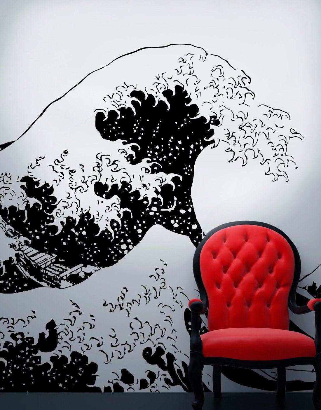Japanese The Great Wave Off Kanagawa by Hokusai Wall Decal. Stickerbrand #363