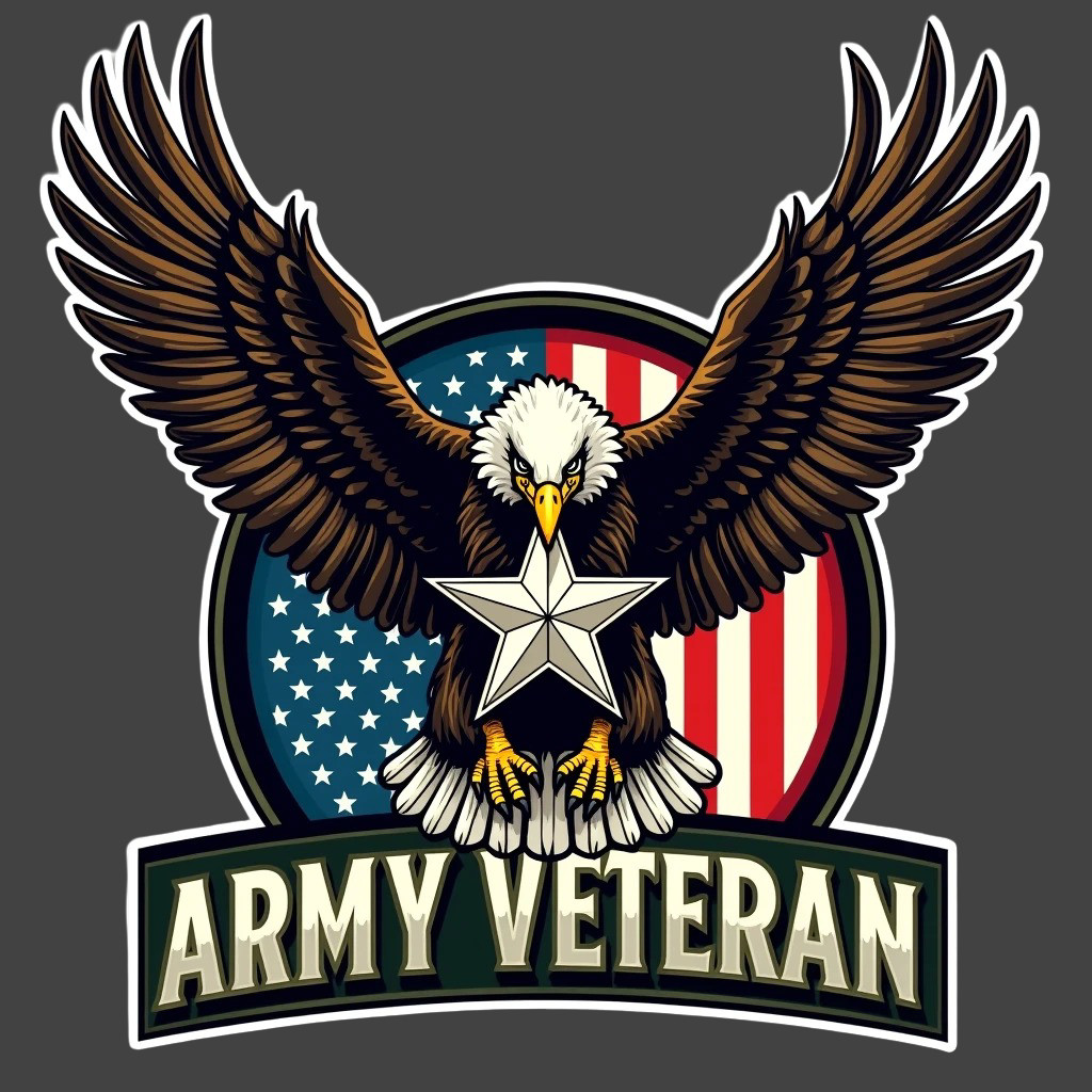 Army Veteran Eagle American Flag Sticker Vinyl Decal Military Patriotic