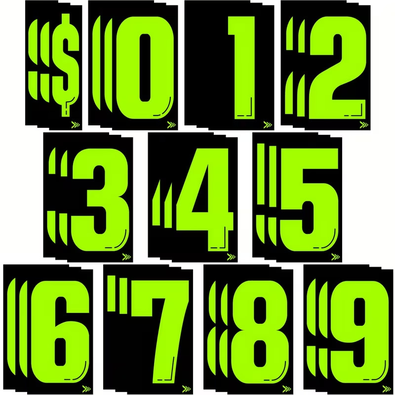 0-9 Set of 33 Numbers Vinyl Sticker Decals 7 1/2 in Pricing Stickers Car Dealer