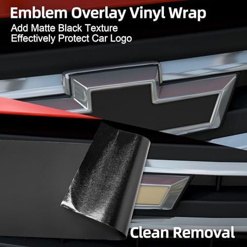 6 PCS Emblem Wrap Kit Compatible with Bowtie Logo Wrap Car Matte Black