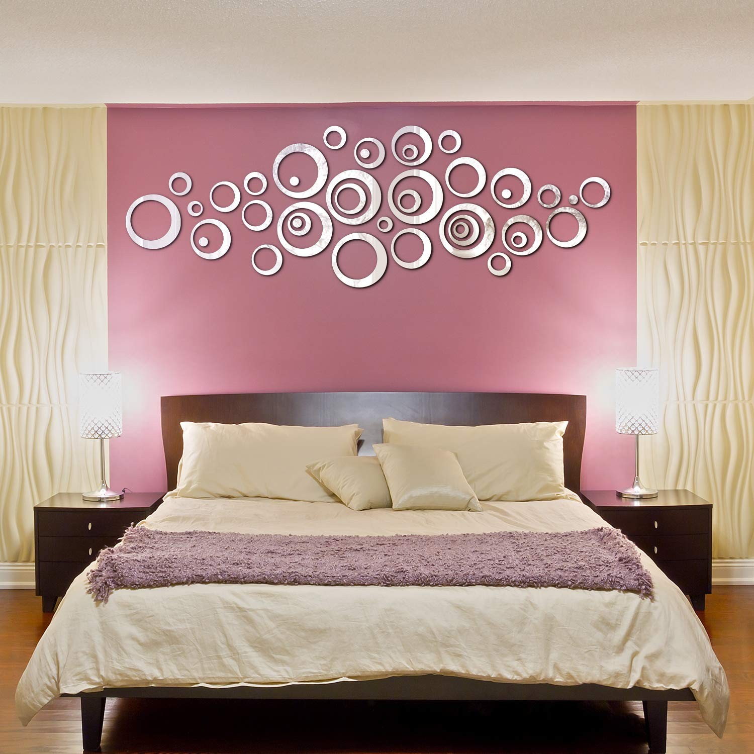 Shappy 72 Pieces Removable Round Mirror Wall Decal Circle Silver