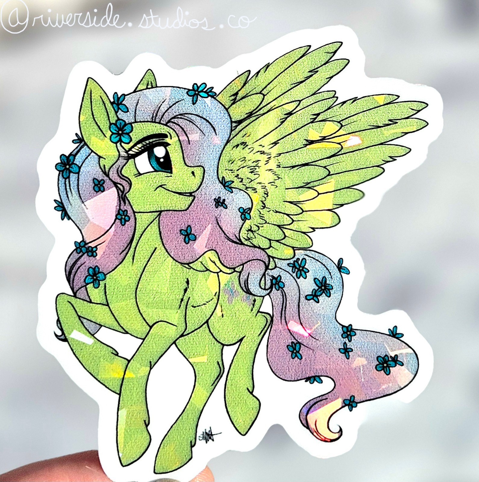 Crystal Fluttershy Vinyl Holo Sticker 3" Original Art My Little Pony