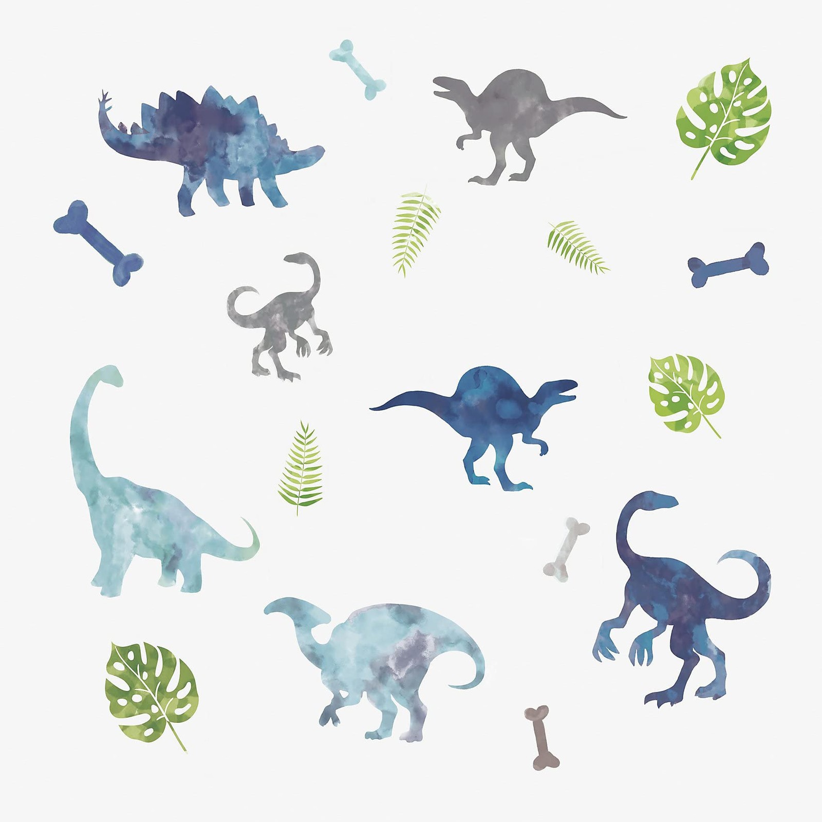 RMK4101SCS Dinosaur Peel and Stick Wall Decals,Blue, Green, Gray
