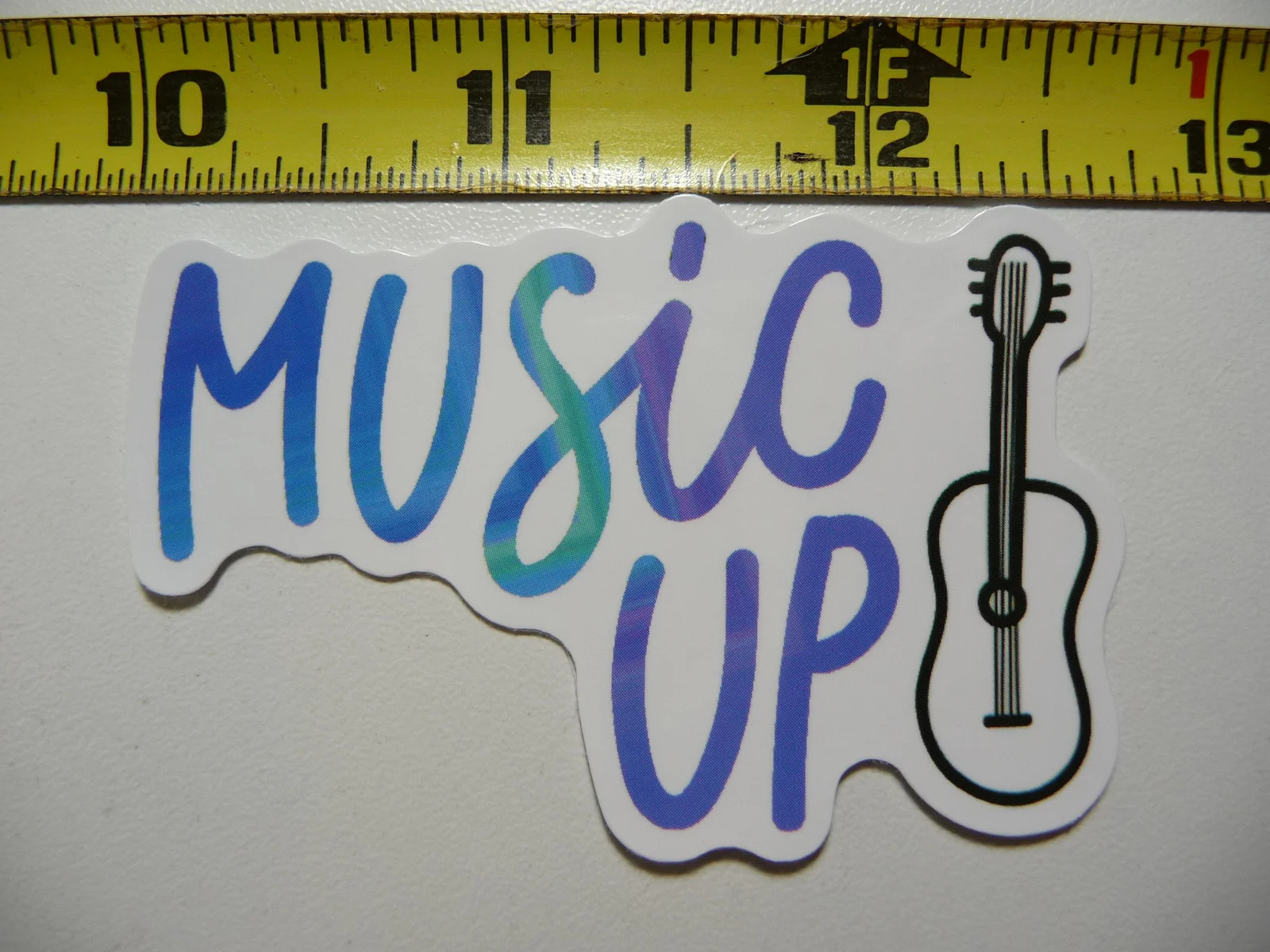 MUSIC UP GUITAR SMALL STICKER DECAL MUSICAL FAN CONCERT FUN SCRAPBOOKING