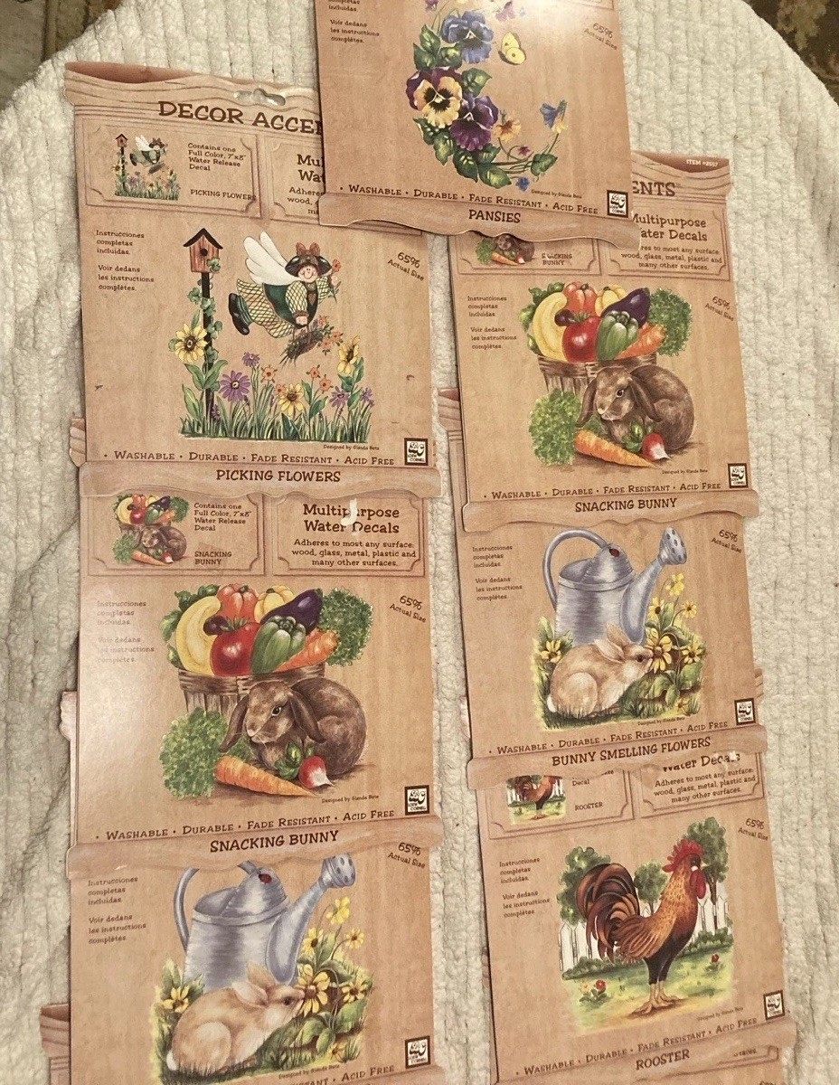Decor Accents Multipurpose Water Decals 7" X 8" Your Choice of Design. Lot of 11