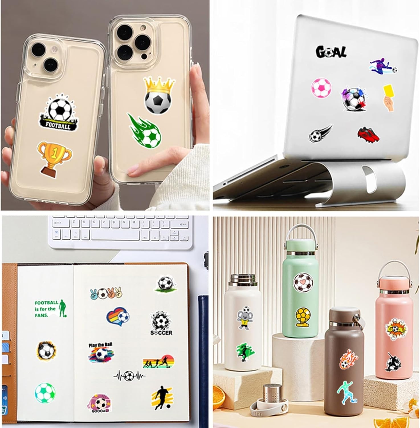 100pcs Soccer Sport Stickers for Kids, Cool Soccer Waterproof Vinyl Decal for…
