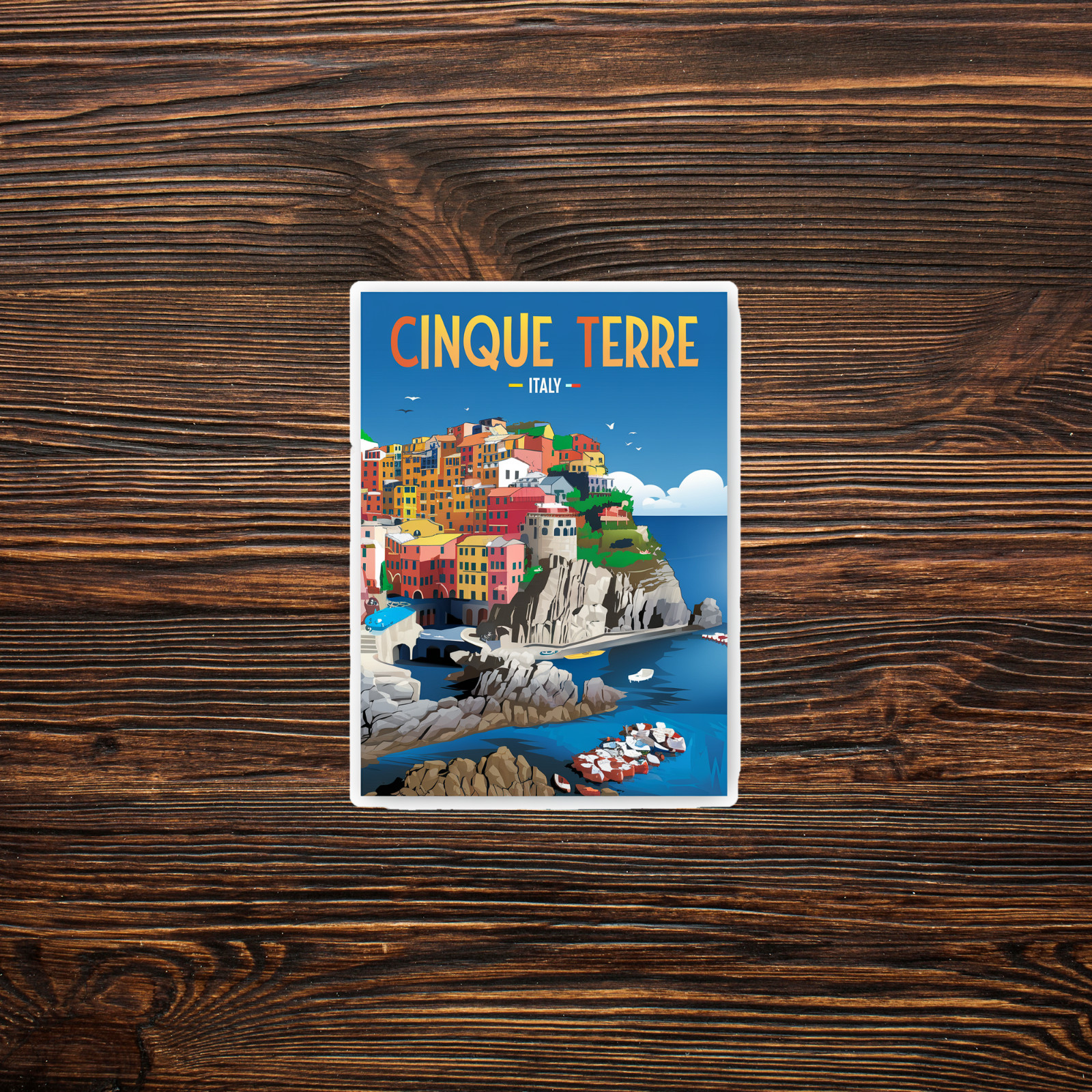 Cinque Terre Italy Travel sticker – Colorful Coastal Town Wall Art Print #3174