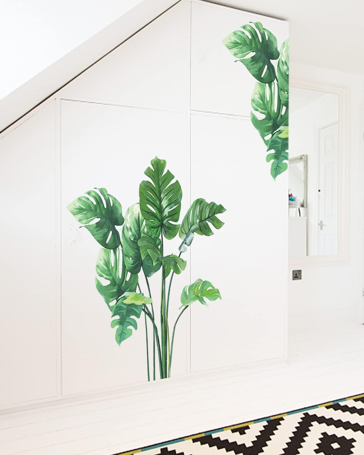 Leaf Wall Decals Peel and Stick, Large Green Monstera Leaf Wall Stickers for Bed