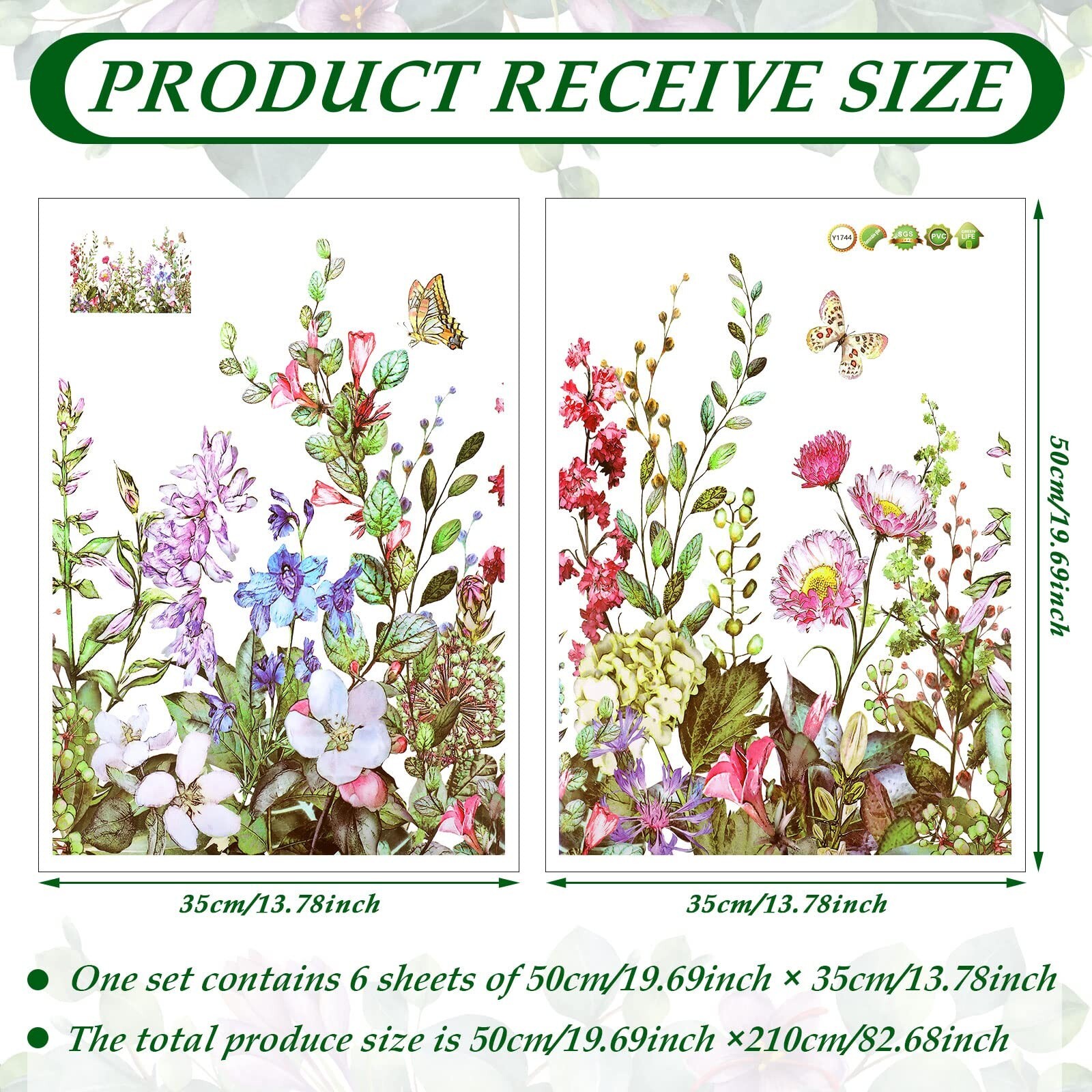 Outus Flower Wall Decals Floral Butterfly Wall Stickers Wildflower Greenery W…