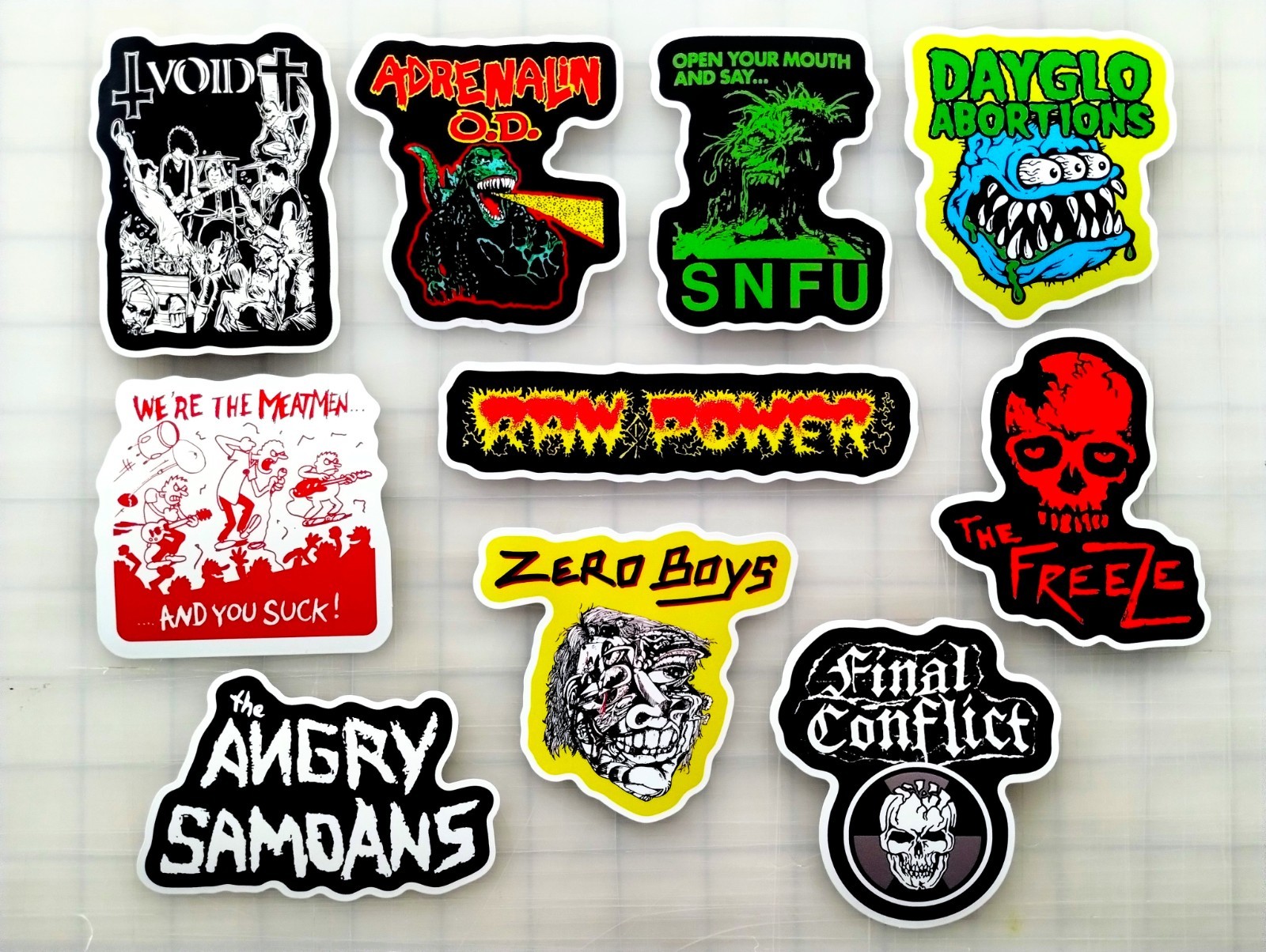 Punk Vinyl Sticker Lot (10 Stickers) Set 12 dayglo abortions zero boys snfu rock