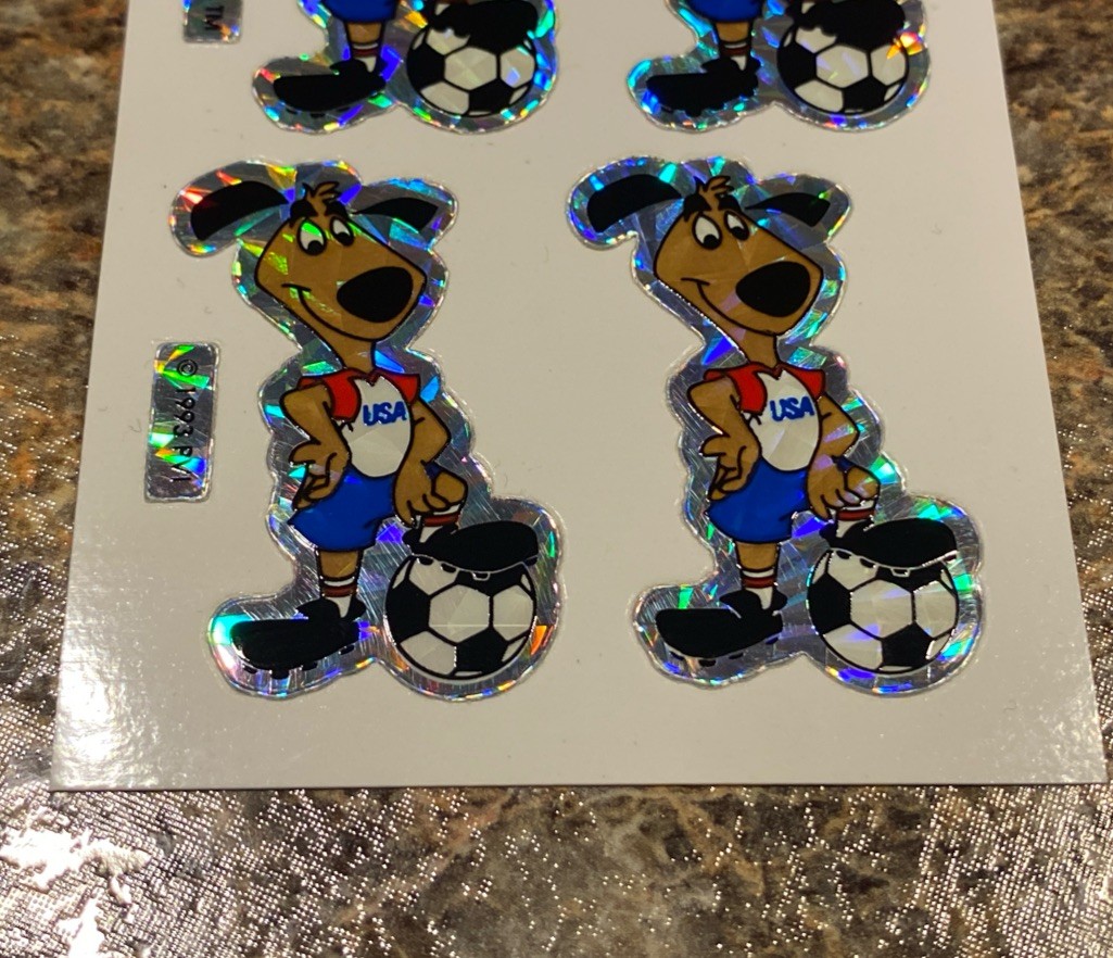 1994 World Cup Soccer USA dog U-Seal-It Vending Prismatic Prism Sticker Decal
