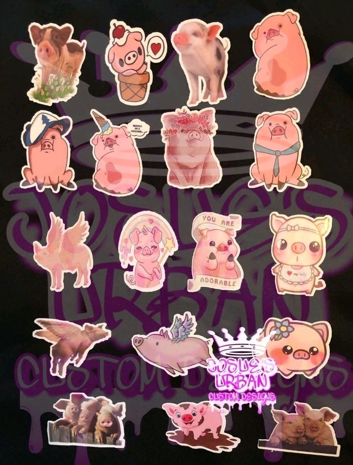 18pcs Cute Piggy pig Stickers Glossy Stickers